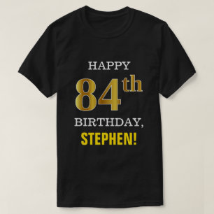 Vet, zwart, Faux Gold 84th Birthday met Shirt naam