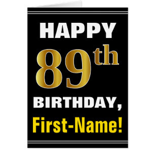 Vet, zwart, Faux Gold 89th Birthday met Kaart naam