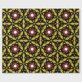 Vet zwart, geel & rood gotisch patroon cadeaupapier (Vlak)