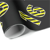 Vet, zwart & geel Strepen 16 Event # (Verjaardag) Cadeaupapier (Rol Hoek)