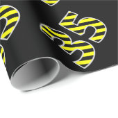 Vet, zwart & geel Strepen 35 Event # (Verjaardag) Cadeaupapier (Rol Hoek)