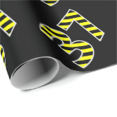 Vet, zwart & geel Strepen 37 Event # (Verjaardag) Cadeaupapier (Rol Hoek)