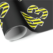 Vet, zwart & geel Strepen 43 Event # (Verjaardag) Cadeaupapier (Rol Hoek)
