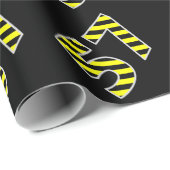 Vet, zwart & geel Strepen 57 Event # (Verjaardag) Cadeaupapier (Rol Hoek)