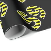 Vet, zwart & geel Strepen 59 Event # (Verjaardag) Cadeaupapier (Rol Hoek)
