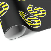 Vet, zwart & geel Strepen 66 Event # (Verjaardag) Cadeaupapier (Rol Hoek)