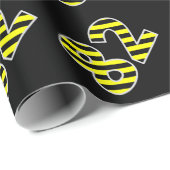 Vet, zwart & geel Strepen 82 Event # (Verjaardag) Cadeaupapier (Rol Hoek)