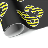Vet, zwart & geel Strepen 83 Event # (Verjaardag) Cadeaupapier (Rol Hoek)