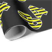 Vet, zwart & geel Strepen 84 Event # (Verjaardag) Cadeaupapier (Rol Hoek)