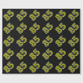 Vet, zwart & geel Strepen 85 Event # (Verjaardag) Cadeaupapier (Vlak)