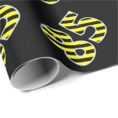 Vet, zwart & geel Strepen 85 Event # (Verjaardag) Cadeaupapier (Rol Hoek)