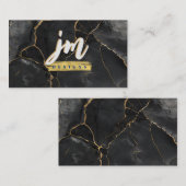 Vet Zwart & Goud Marmer Modern Visitekaartje (Voorkant / Achterkant)