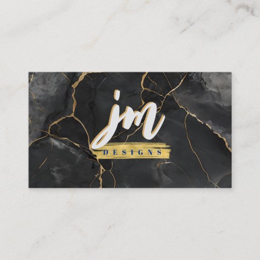 Vet Zwart & Goud Marmer Modern Visitekaartje (Voorkant)