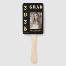 Vet Zwart Goud Typografie Foto Graduation Party Handwaaier
