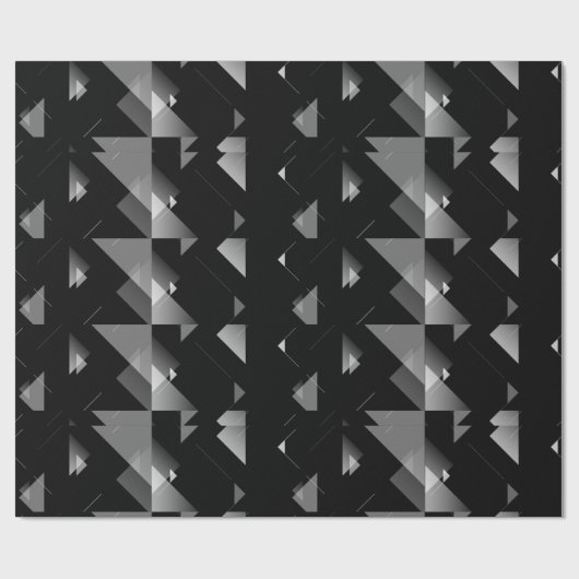 Vet Zwart & Grijs Driehoek Patroon Modern, Edgy Cadeaupapier (Vlak)