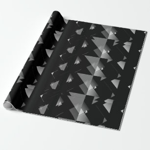 Vet Zwart & Grijs Driehoek Patroon Modern, Edgy Cadeaupapier