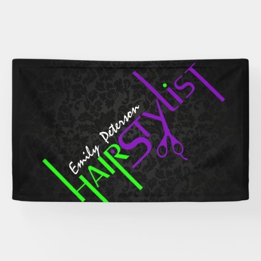 Vet Zwart Groen en Paars Spandoek (Horizontaal)