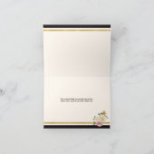 Vet zwart, ivoor strepen, bloemen dank u 2 bedankkaart (Binnen)