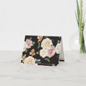 Vet zwart, ivoor strepen, bloemen dank u 2 bedankkaart (Achterkant)