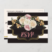 Vet Zwart, Ivoor Strepen, Bloemen RSVP