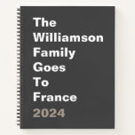 Vet Zwart Modern Gepersonaliseerd Reisjournaal Notitieboek<br><div class="desc">Maak je klaar om je volgende avontuur in stijl te documenteren met dit Bold Black Modern gepersonaliseerd familiereisjournaal! Met een strakke zwarte hoes en aanpasbare tekst is dit tijdschrift perfect voor het vastleggen van elk geheugen van uw familiereizen. Of u nu hoogtepunten van een roadtrip noteert of uw droomvakantie plant,...</div>