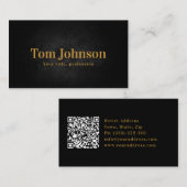 Vet Zwart Modern Gold Lettering Business Service Visitekaartje (Voorkant / Achterkant)