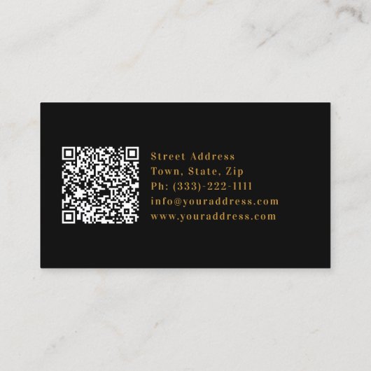 Vet Zwart Modern Gold Lettering Business Service Visitekaartje (Achterkant)