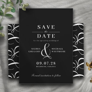 Vet Zwart Modern  Typografie Moody Wedding Save The Date