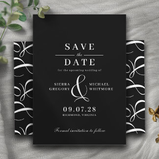 Vet Zwart Modern  Typografie Moody Wedding Save The Date