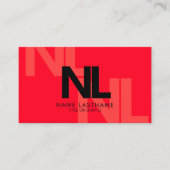 Vet zwart monogram zwart, minimalistisch stijlvol  visitekaartje (Voorkant)