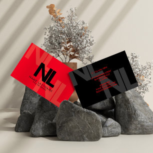 Vet zwart monogram zwart, minimalistisch stijlvol  visitekaartje