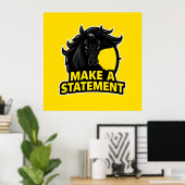 Vet zwart paard met Motivatie tekst Poster (Thuiskantoor)