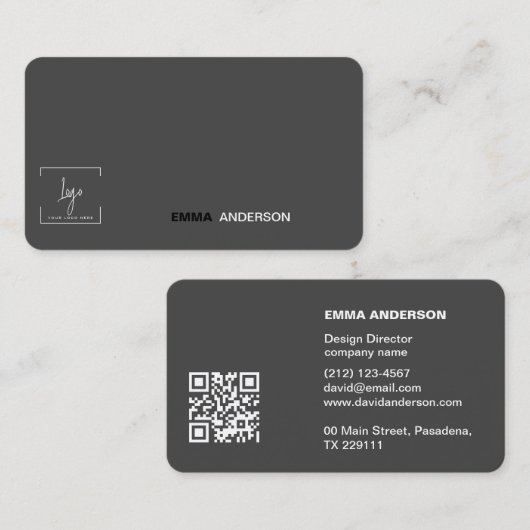 Vet zwart QR Code Professioneel Zakelijk logo Visitekaartje (Voorkant / Achterkant)