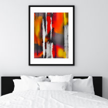 Vet Zwart Rood & Geel Modern Abstract unframed