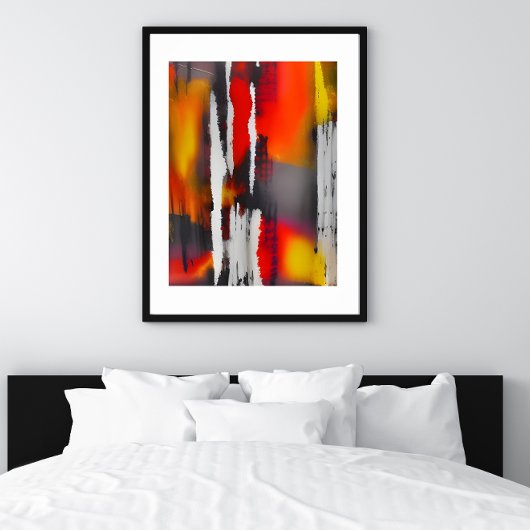 Vet Zwart Rood & Geel Modern Abstract unframed Poster