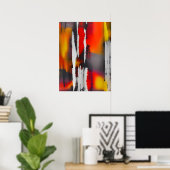 Vet Zwart Rood & Geel Modern Abstract unframed Poster (Thuiskantoor)