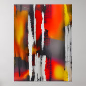 Vet Zwart Rood & Geel Modern Abstract unframed Poster (Voorkant)