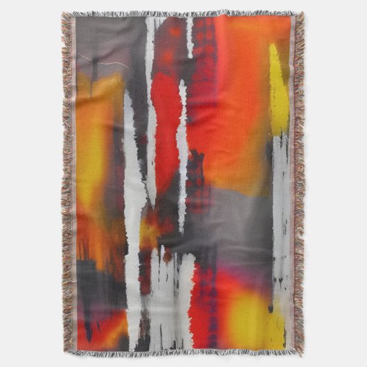 Vet Zwart Rood & Geel Moderne Abstracte Kunst Deken (Voorkant Verticaal)