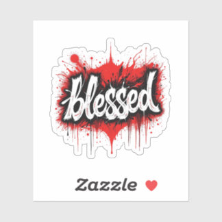 Vet Zwart & Rood "Gezegend" Sticker