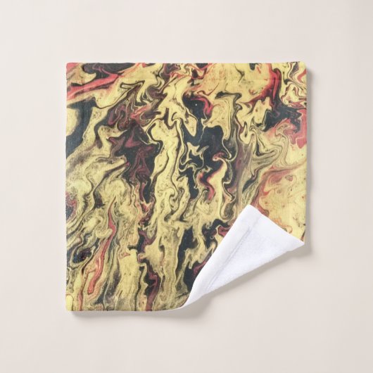 Vet Zwart Rood Goud Abstracte Badkamer Handdoek Se (Wasdoekje)