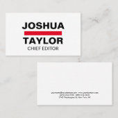 Vet zwart Rood Wit Uniek Modern Minimalist Visitekaartje (Voorkant / Achterkant)