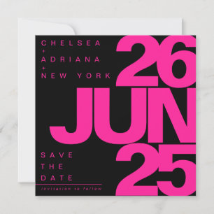 Vet Zwart Roze Typografie Huwelijk Save The Date