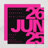 Vet Zwart Roze Typografie Trouwen Save The Date (Voorkant / Achterkant)