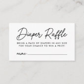 Vet Zwart Script Baby shower Luier Raffle Informatiekaartje (Voorkant)