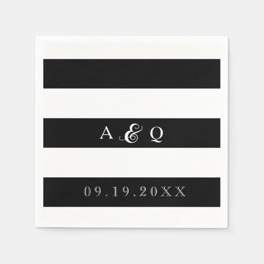 Vet Zwart Strepen Bruiloft Servet (Voorkant)