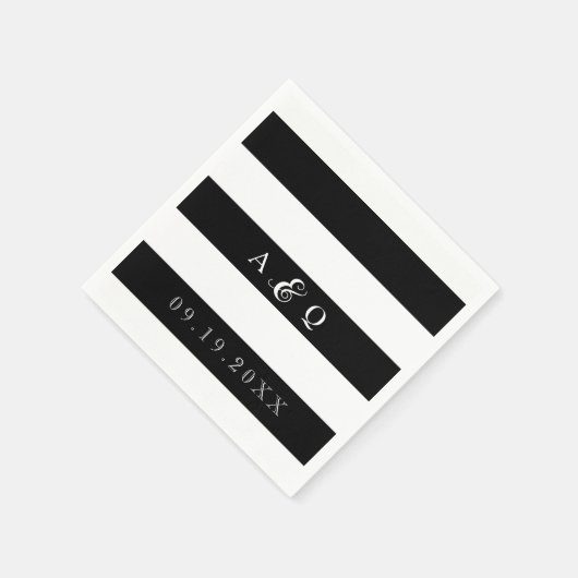 Vet Zwart Strepen Bruiloft Servet (Hoek)