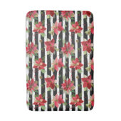 Vet Zwart Strepen met Poinsettias Badmat (Voorkant Verticaal)