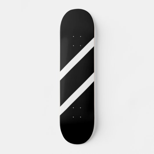 Vet zwart, twee stijlvolle, dunne, witte diagonale persoonlijk skateboard (Voorkant)