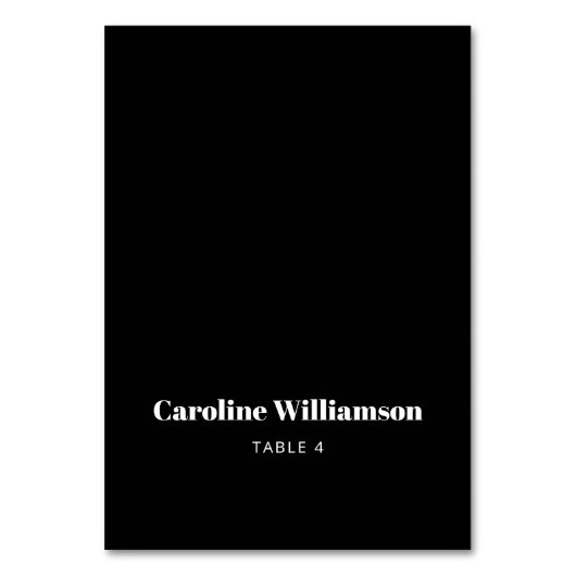 Vet Zwart Typografie Custom Table Place Card Kaart (Voorkant)