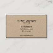 Vet Zwart Typografie Rustiek Neutraal Kraft Visitekaartje (Achterkant)